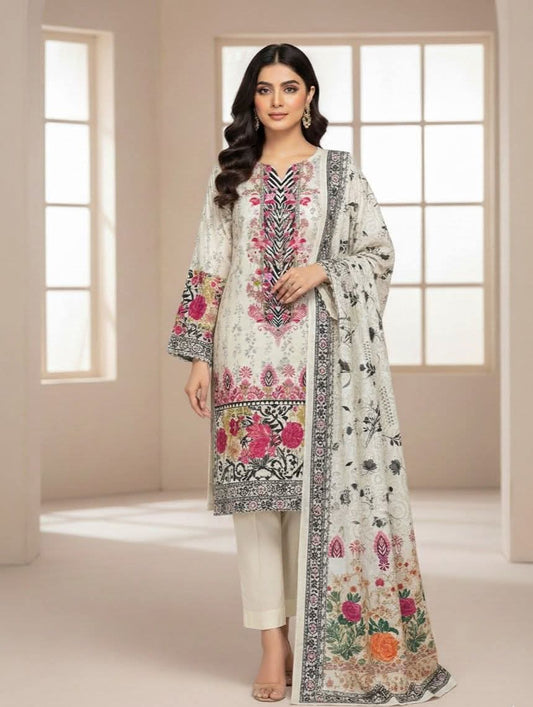 Pakistani Lawn Suit – Floral Printed 3-Piece Set