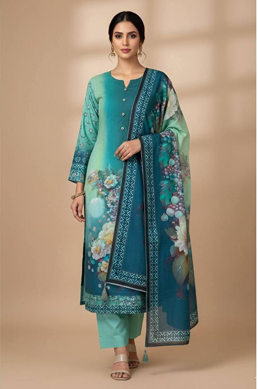 Pakistani Ombre Floral 3-Piece Suit