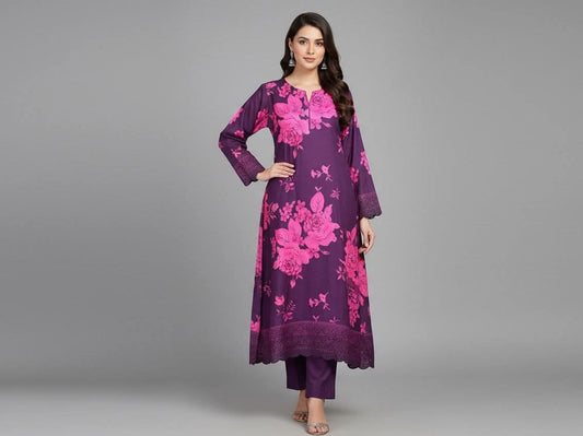 ফ্লোরাল প্রিন্টেড পাকিস্তানি থ্রি-পিস