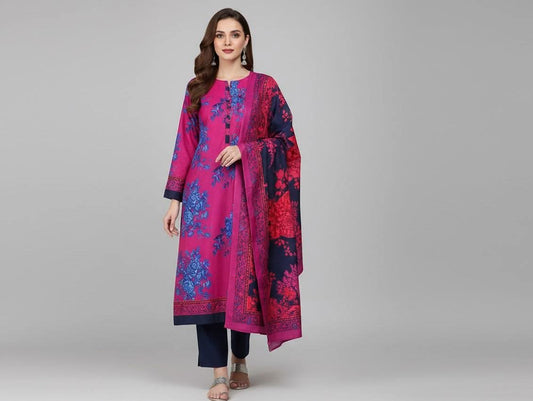 ট্রপিক্যাল ফ্লোরাল প্রিন্টেড থ্রি-পিস পাকিস্তানি সুট