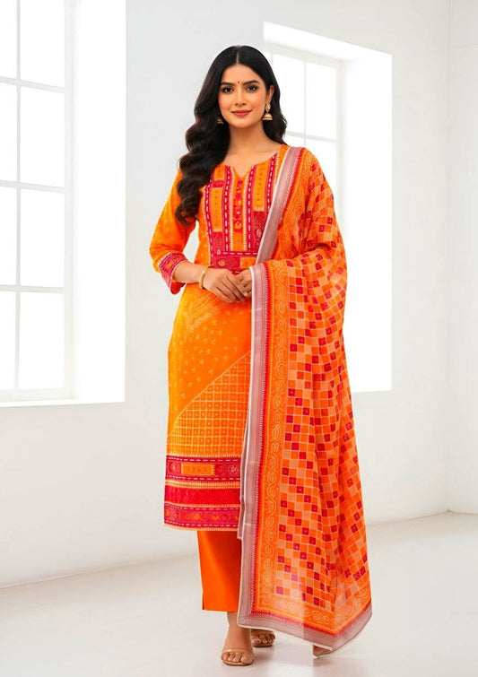 Pakistani Lawn Suit – Bandhani Printed 3-Piece Set