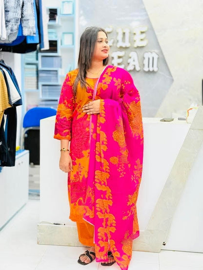 বোল্ড ফ্লোরাল প্রিন্টেড থ্রি-পিস