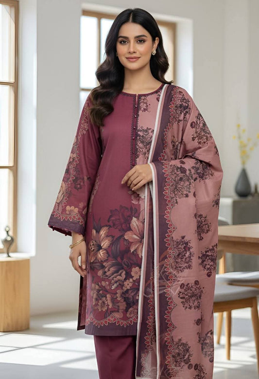 Pakistani Lawn Suit – Floral Printed 3-Piece Set