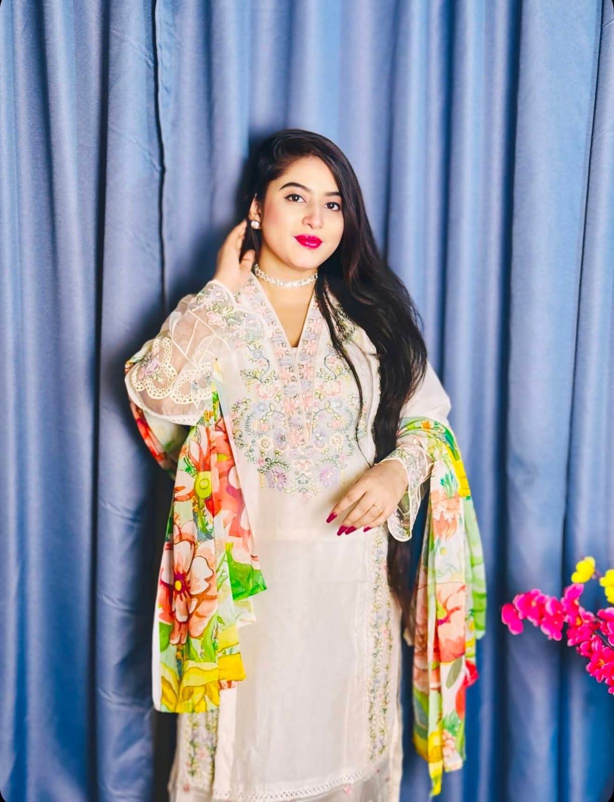 পাকিস্তানি এমব্রয়ডারি থ্রি-পিস -Noor Brand