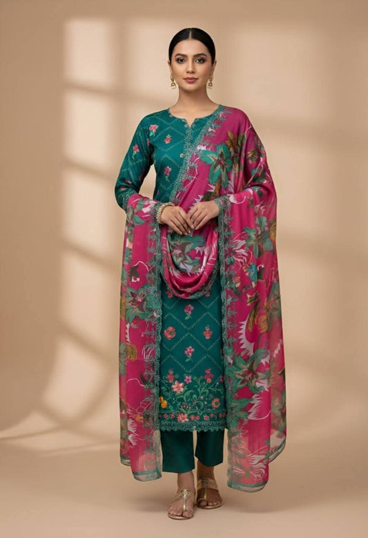 Pakistani Lawn Suit – Embroidered & Printed 3-Piece Set