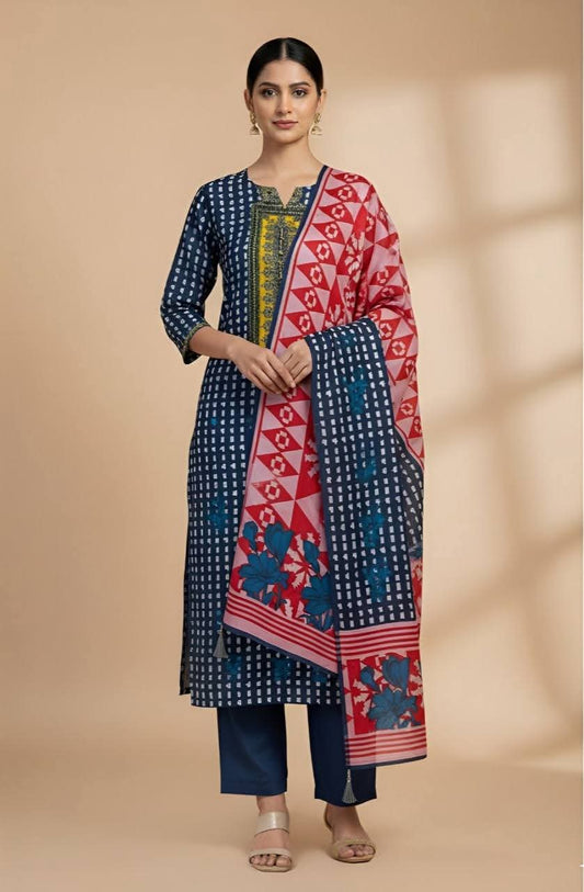 Pakistani/Indian Lawn Suit – Geometric Printed 3-Piece Set