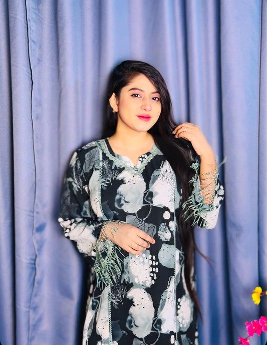 Vibrant Red Printed Anarkali Style Salwar Kameez | Flower Motif Design | Comfortable Ethnic Party Wear