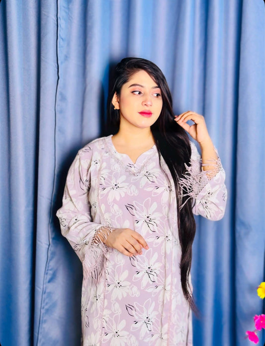 Modern Floral Print Anarkali Style Salwar Suit