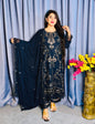 Sana Safinaz Navy Blue Embroidered 3-Piece Salwar Kameez Suit