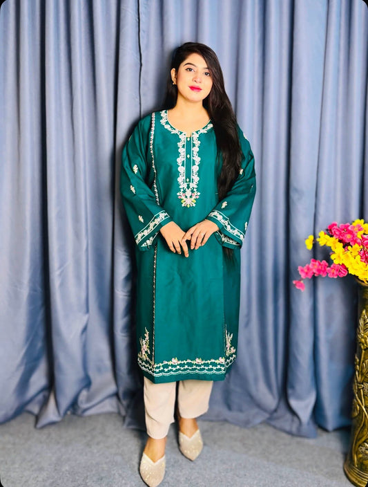 Luxury Teal Green Embroidered Pakistani 3-Piece Suit - Elegant Floral Chikankari Style