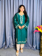 Luxury Teal Green Embroidered Pakistani 3-Piece Suit - Elegant Floral Chikankari Style